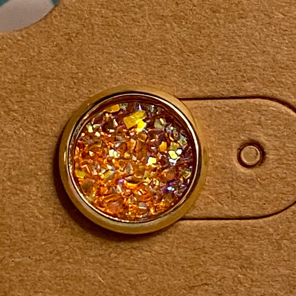 Orange Iridescent Stud Earrings - Picture 1 of 6